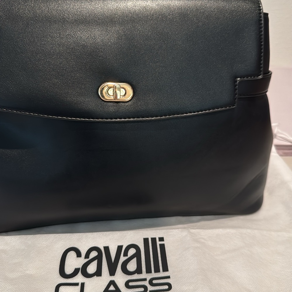 Cavalli Class Large Black Leather Handbag - Picture 2 of 8